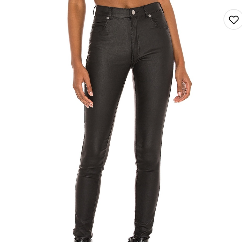 Dr. Denim Black Leather Skinny Pants